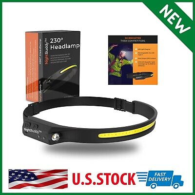 Night Buddy LED Headlamp 5 Light Modes 4X Brighter for Camping Gear Head Lamp