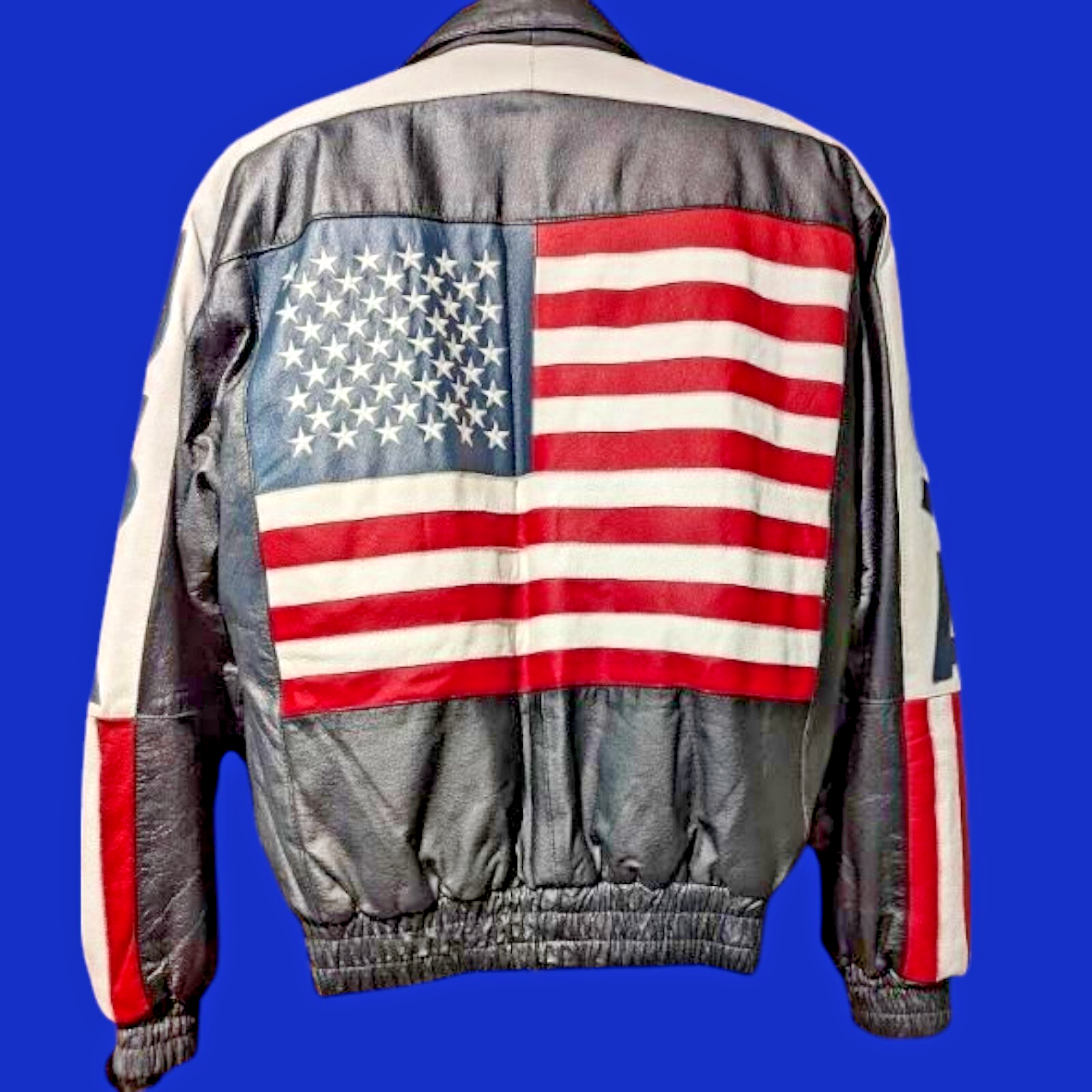 VINTAGE AMERICAN FLAG BOMBER JACKET authentic leatherwear