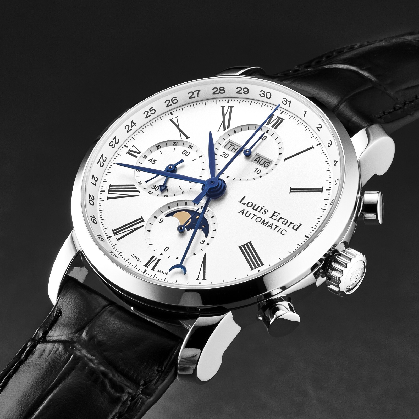 Pre-owned Louis Erard Men's 'excellence' Chronograph Silver Dial Automatic 80231aa01.bdc51
