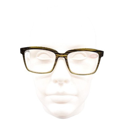 Foster Grant HDT222  OLV Reading Glasses +1.50 Strength Olive Green Woodgrain