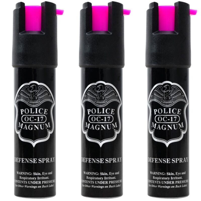 3 Pack Police Magnum Pepper Spray 3/4oz Hp Safety Lock Defense Security
