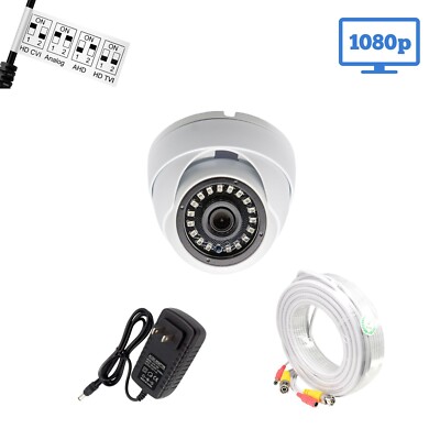 1080P Dome Security Surveillance Camera 50ft Video Power Cable & Power Supply