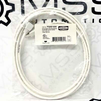 Hubbell PS5E10W Speedgain CAT5e Series Shielded Patch Cord 10ft White