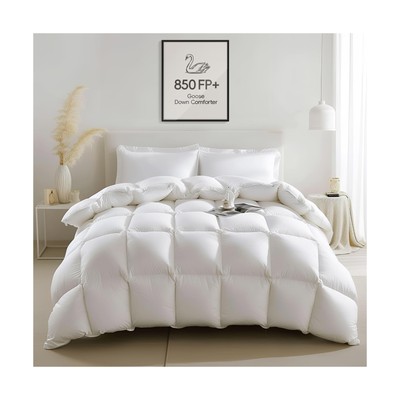Goose Feature Down Comforter King Size 850+ Fill Power - 100% Pure Cotton All...