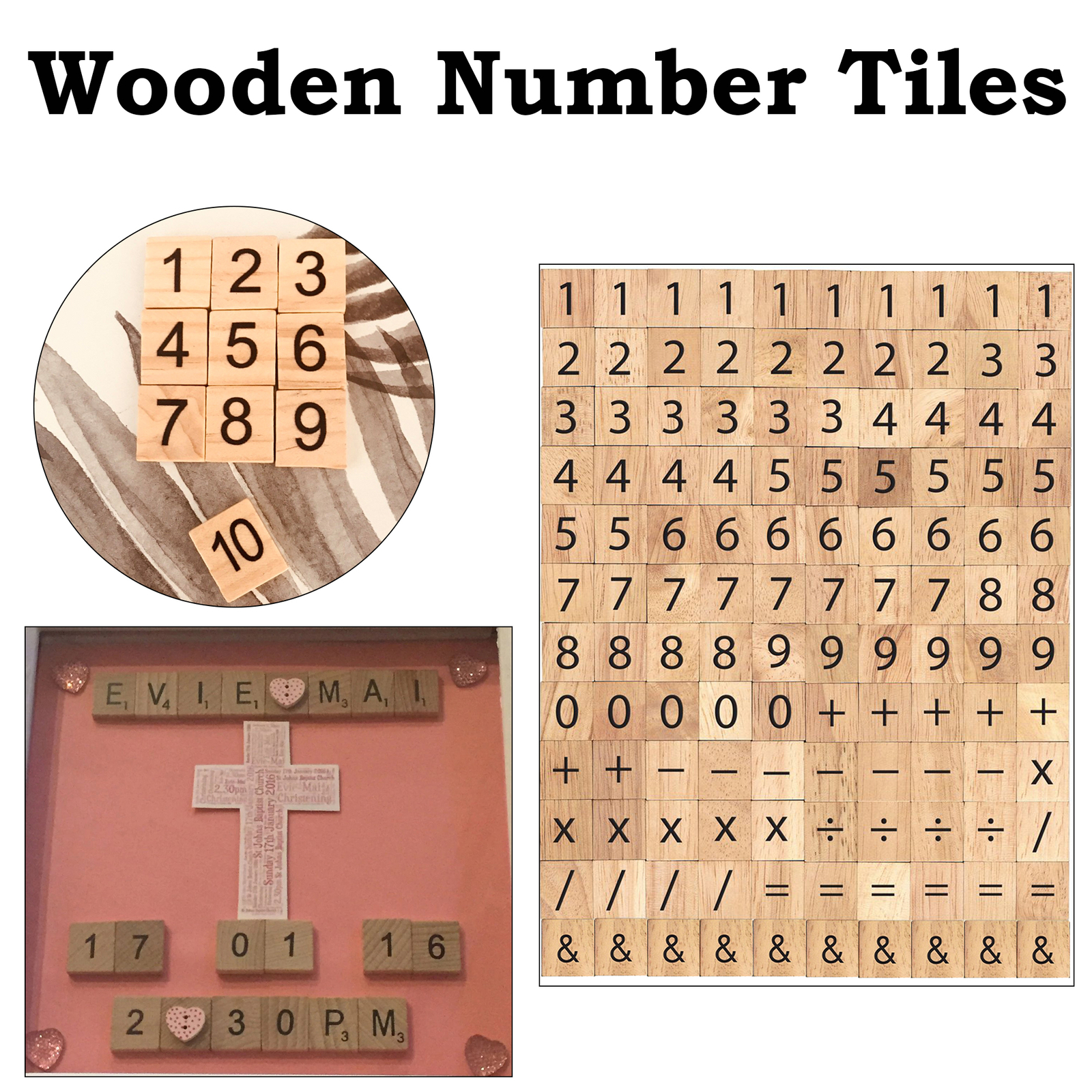 100pcs Wooden Number Tiles Black Letters For Arts & Crafts Project Puzzle Games