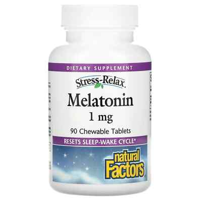 Natural Factors, Stress-Relax  Melatonin 1 mg Chewable, 90 Tablets