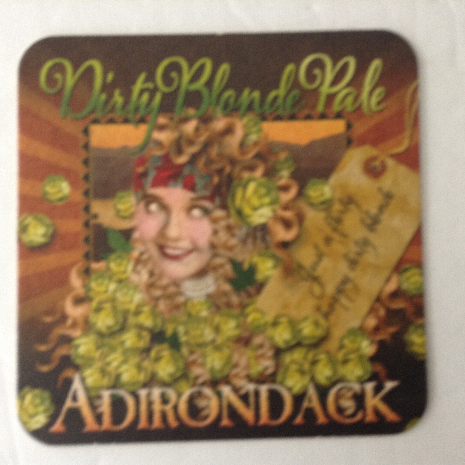 VINTAGE Memorabilia ALE Coaster/Mat Adirondack Brewery, Dirty Blonde Pale
