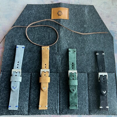 Dark GRAY Felt Watch Travel Case 4 Suede Straps Included. $145 Value For $69.99