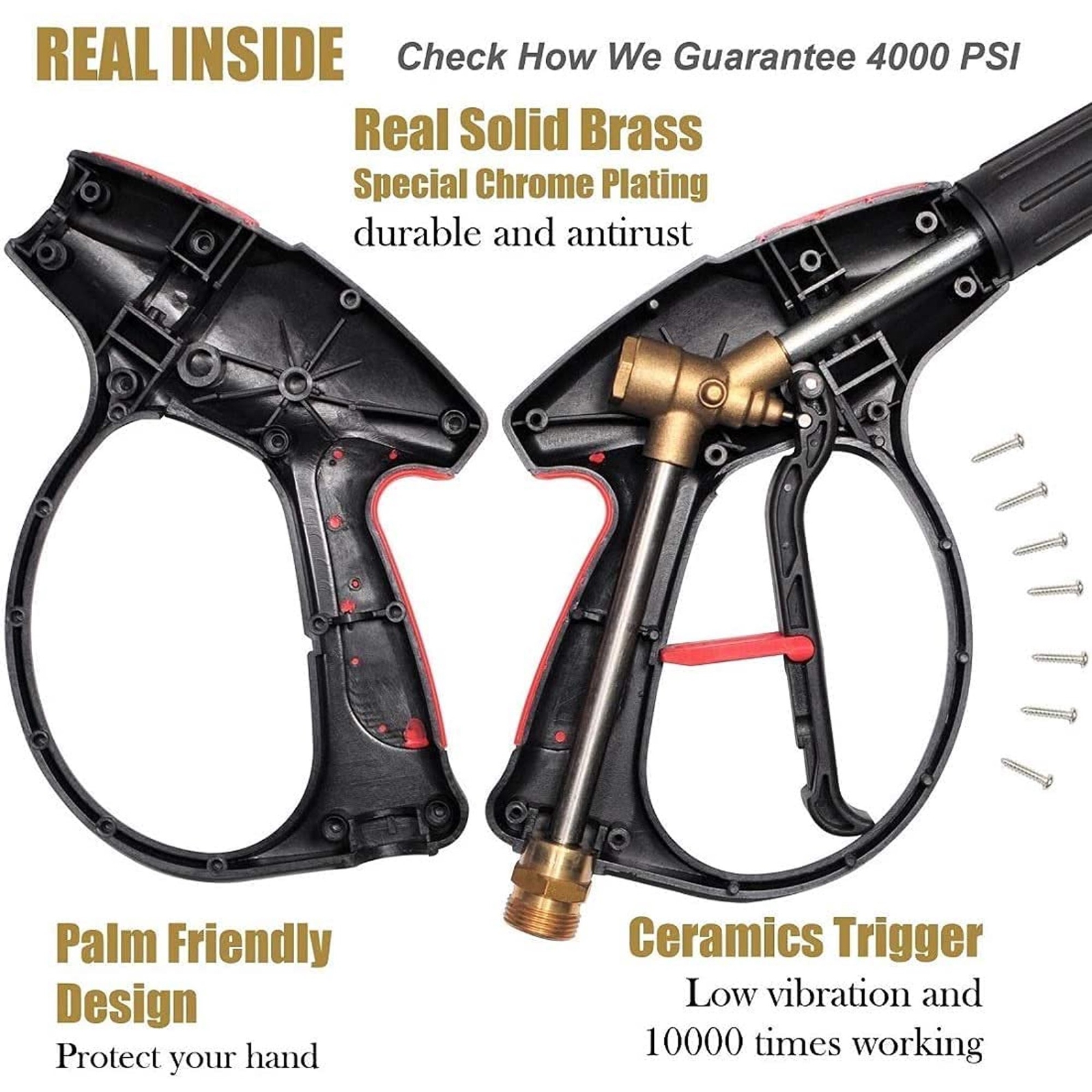 4000PSI High Pressure Power Washer Spray Gun Wand Lance Nozzle Tips Hose Kit M22