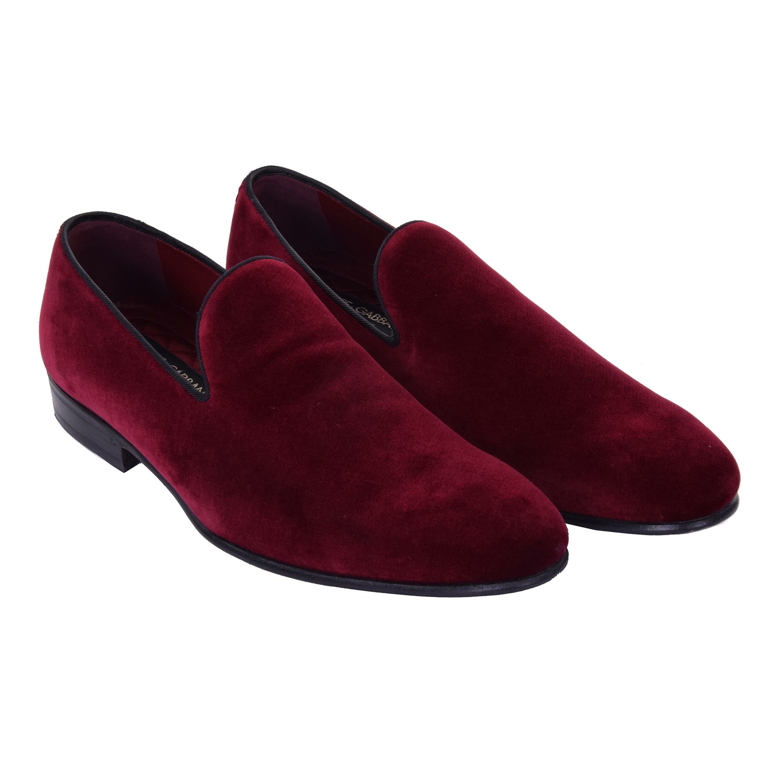 Preowned Dolce & Gabbana Velvet Slipon Loafer Shoes Venezia Bordeaux