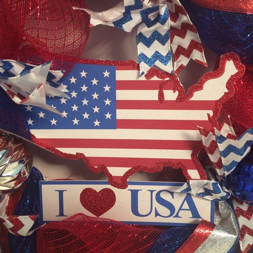 American Flag Wreath, USA,Patriotic, Memorial Day July 4th Deco Mesh Door Wreath