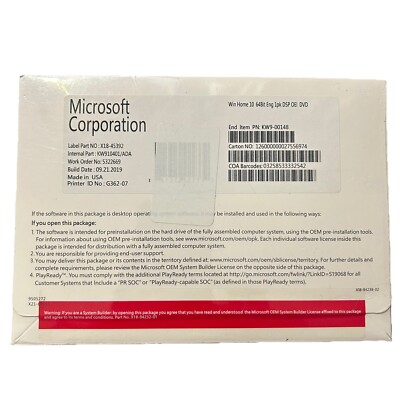 Microsoft Windows 10 Home 64bit Software - Sealed