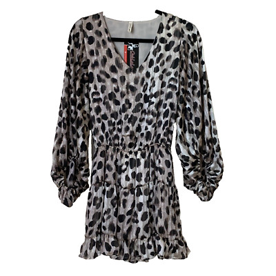 Tyche Women's Firty Flowy Animal Print Mini Dress Made in USA Size S $65