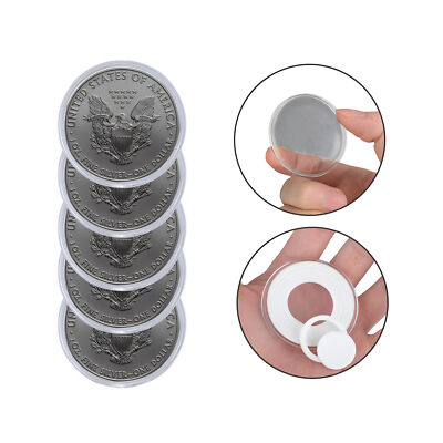 20pcs 46mm Clear Coin Storage Box Round Plastic Case Capsules Container Holder