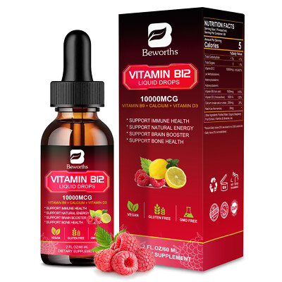 Extra Strength Vitamin B12 Liquid Vit B 12 Drops Energy Booster Methylcobalamin