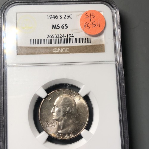 1946-S/S 25C NGC MS65 RPM FS-501 WASHINGTON ~ RARE SUPERB