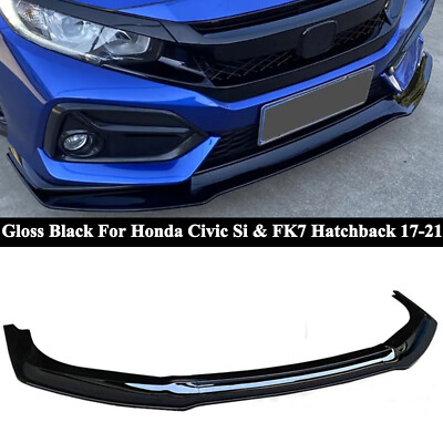 Gloss Black Front Bumper Lip Splitter For Civic Si &FK7 Hatchback 17-21 GR Style