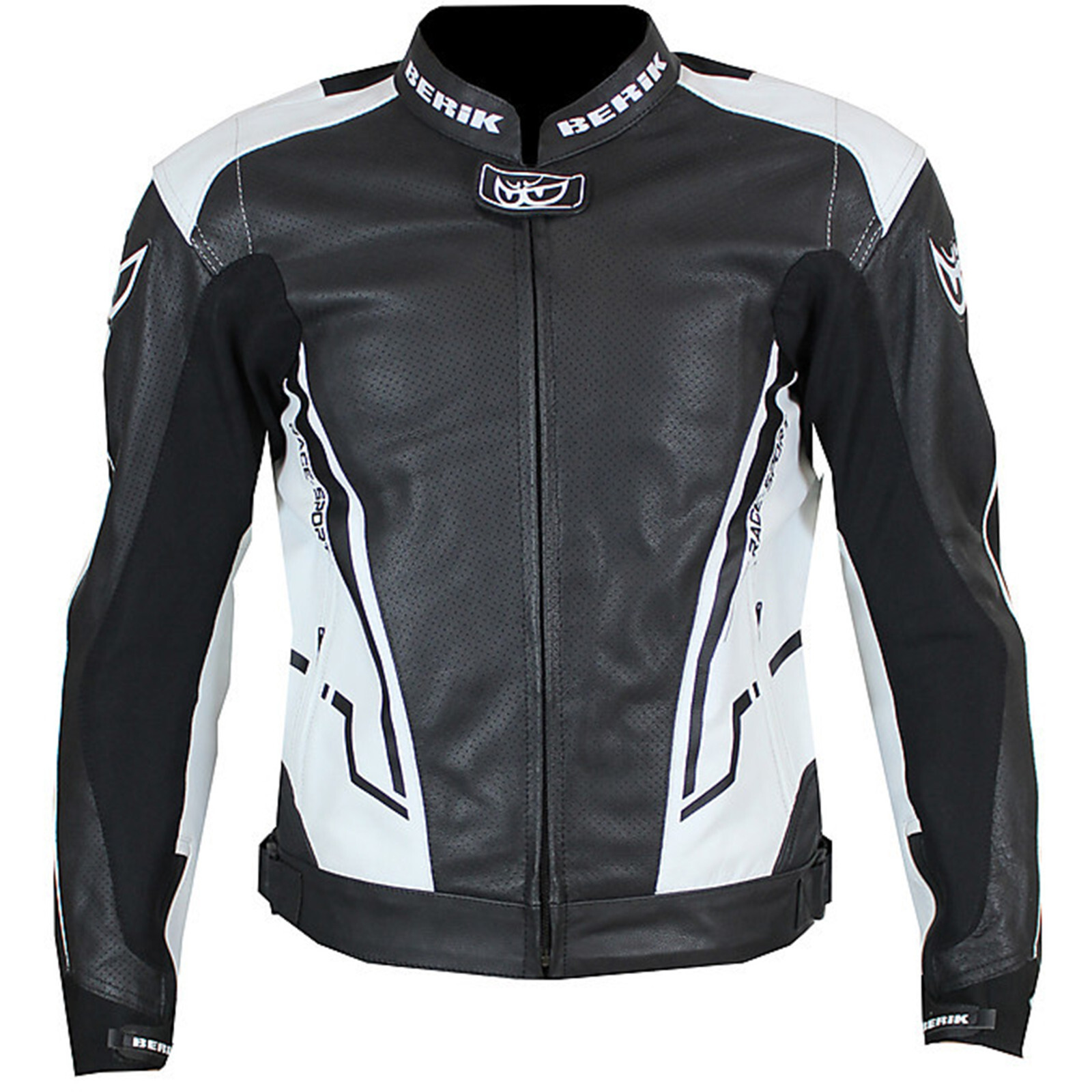 Berik Sports Black And White Men's Motorcycle Leather Jacket