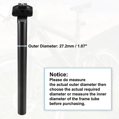 27.2x300mm Bike Seat Post Aluminum Alloy Bicycle Bike Seat Tube Mount Black