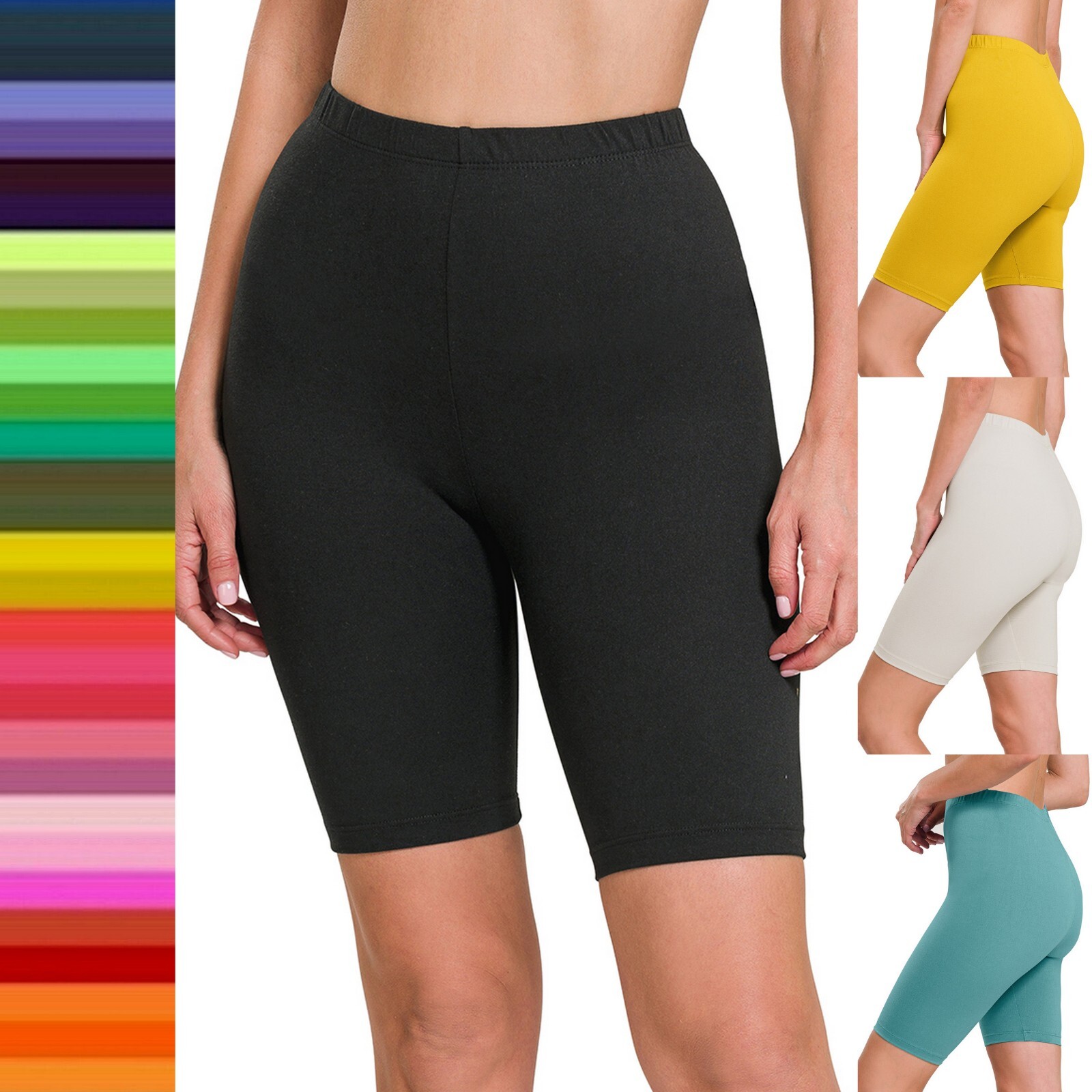 S-XL Women's Bike Biker Bermuda Shorts Soft Stretch Brushed