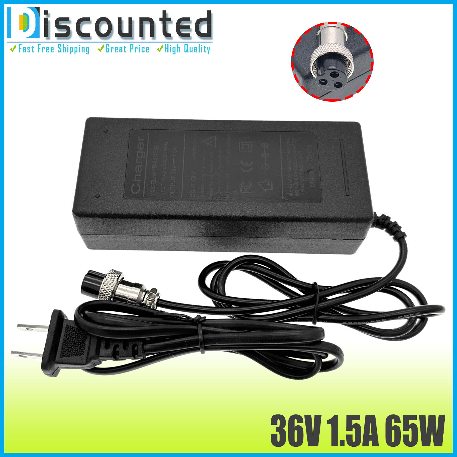 New 36 Volt 1.5A Battery Charger Electric Scooter Bike 36V M