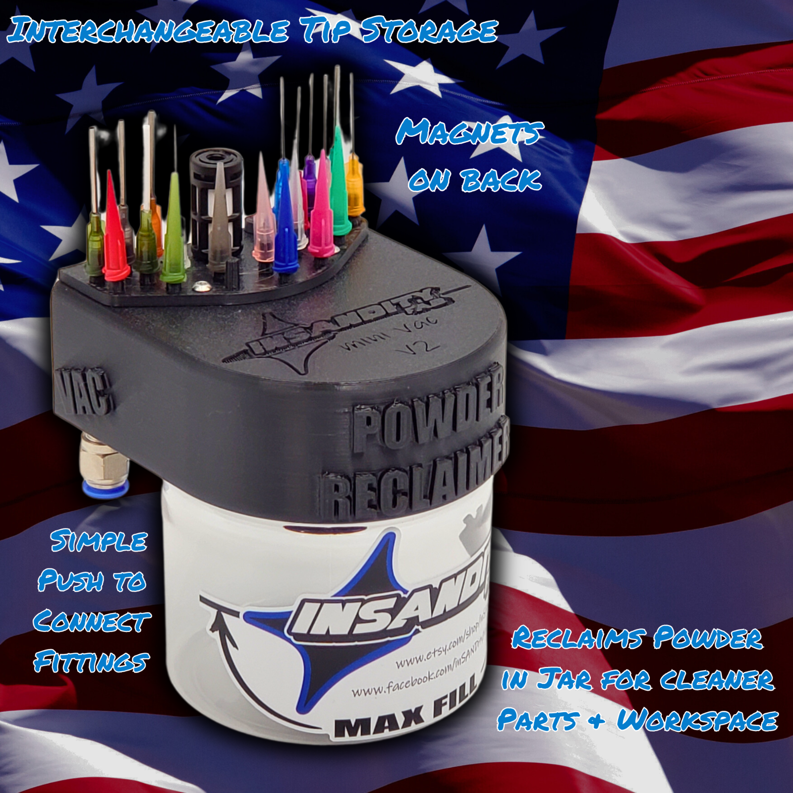 Pneumatic Micro Vacuum for Powder Coating - Easily Remove Powder! Two Tone Wheel