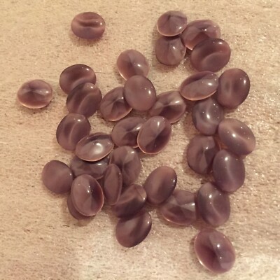 C130 10x8mm amethyst moonstone oval glass stones,curved top, unfoiled back (36)