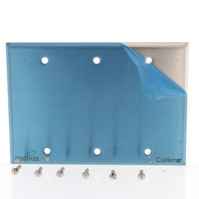 Cooper 93153CUR Copper 3-Gang Blank CuVerro Antimicrobial Wallplate Box Mount