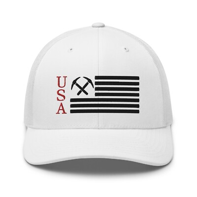 Mining Miner's American Flag USA Trucker Hat for Men Women