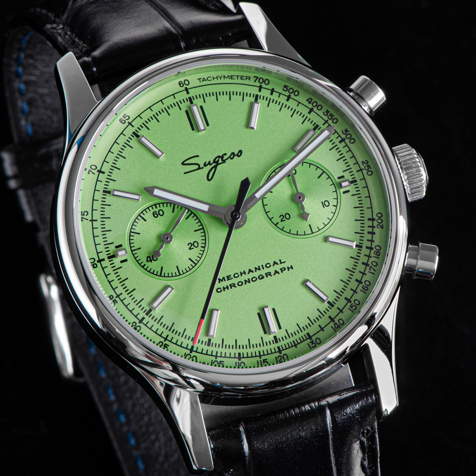 SUGESS SUGESS CHRONO HERITAGE SWAN NECK GREEN DIAL CHRONO WATCH SEAGULL 1963 SUCHP002K
