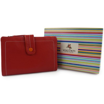 Ladies Leather Soft Tabbed Bi-Fold Purse/Wallet by Visconti; Mimi Gift Boxed