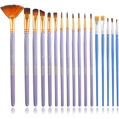 17Pcs Professional Artist Nylon Paint Brushes Set for Oil Watercolor Art