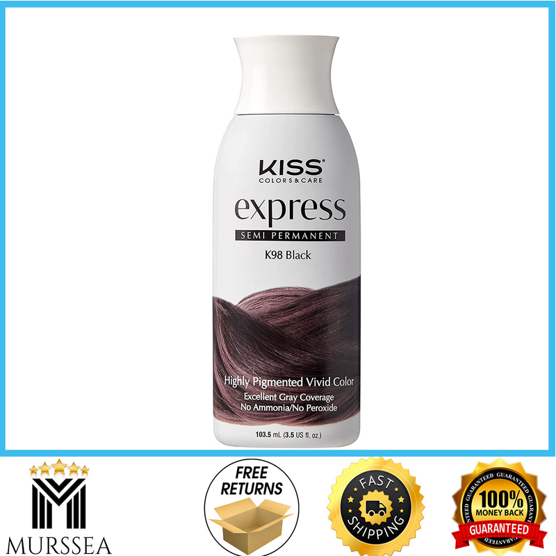 Semi-Permanent Hair Color,Kiss Express 100mL (3.5 US fl.oz) (1Count, Black) K-98