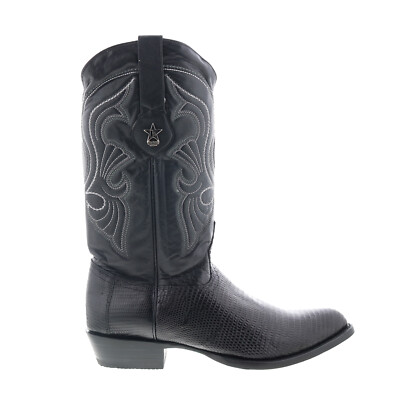 Los Altos J-Toe Ring Lizard 990605 Mens Black Wide Cowboy Western Boots