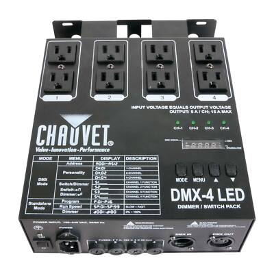 Chauvet DJ DMX-4 4-Channel Dimmer/Relay Pack Lighting Controller LED Fixtures...
