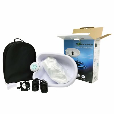 Ionic Detox Foot Bath Cleanse Spa Combo Basin 100 Liners and Two Round Arrays