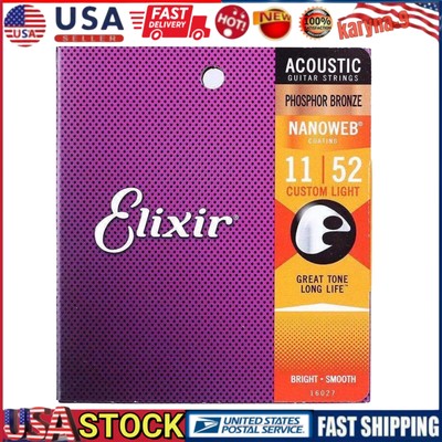 New Elixir Nanoweb Phosphor Bronze Acoustic Guitar Strings 16052