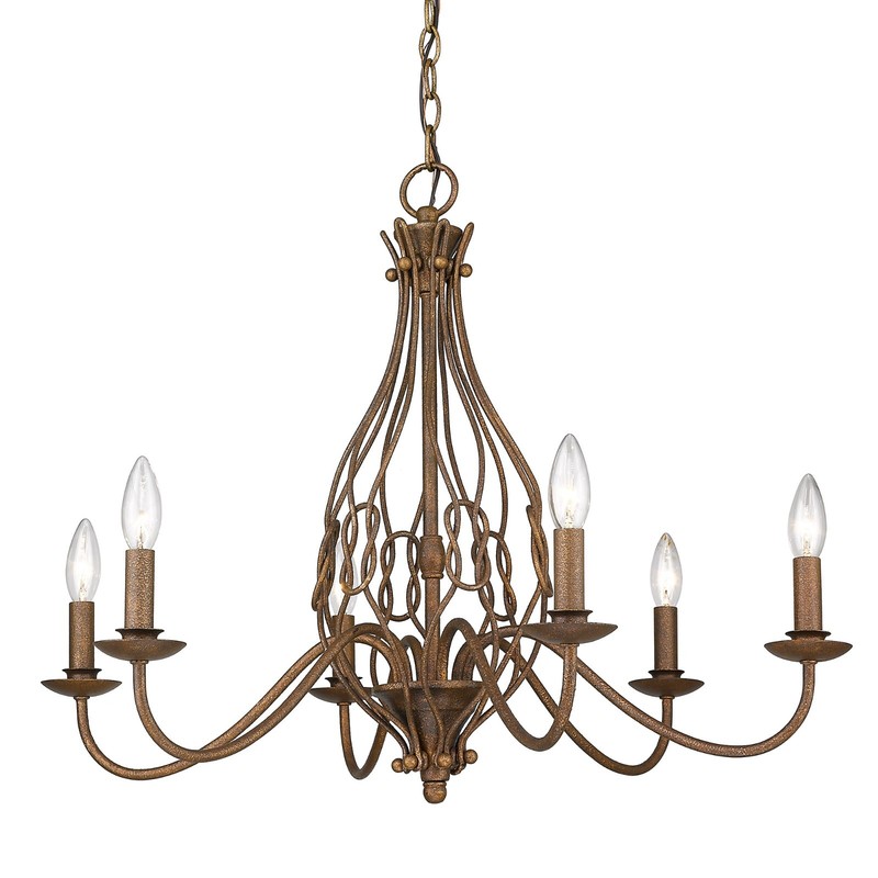 6-Light Chandelier in Burnished Chestnut Lighting Fixture Pallet (36 Brand
