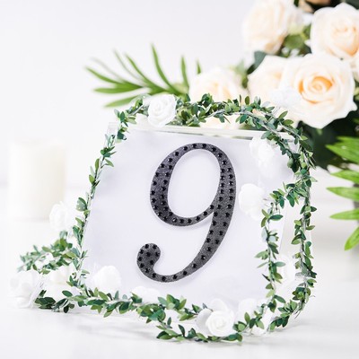 6'' tall BLACK Number 9 Self-Adhesive Rhinestones GEM STICKERS Wedding Supplies