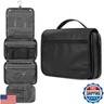 PAVILIA Hanging Toiletry Bag Women Men, Foldable Cosmetic Organizer Travel Bag, Water Resistant Makeup Bag Toiletries, Large Travel Essentials Kit (Black)
