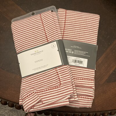 20  Threshold Candy Striped Red White Napkins Set Of 8 Napkins (2 Sets Of 4)
