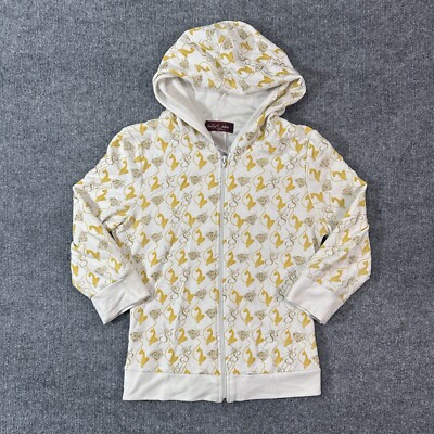 Baby Phat Zip Up Hoodie Size Small Womens Monogram Cat Y2K Pattern White Gold 