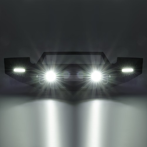 Black Steel Front Bumper Assembly W/LED Spotlights For GMC Sierra 1500 2007-2013