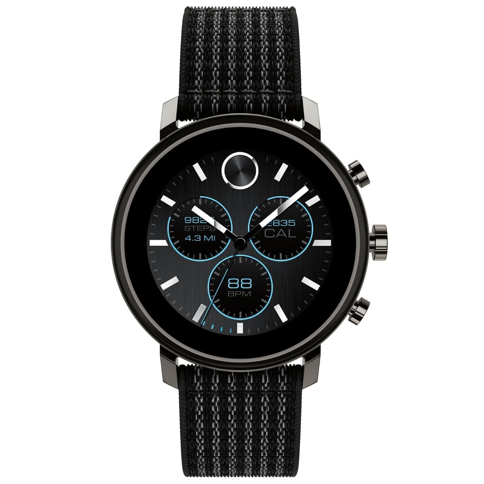 Pre-owned Movado Connect 2.0 Black Fabric Strap 42mm Smartwatch 3660031