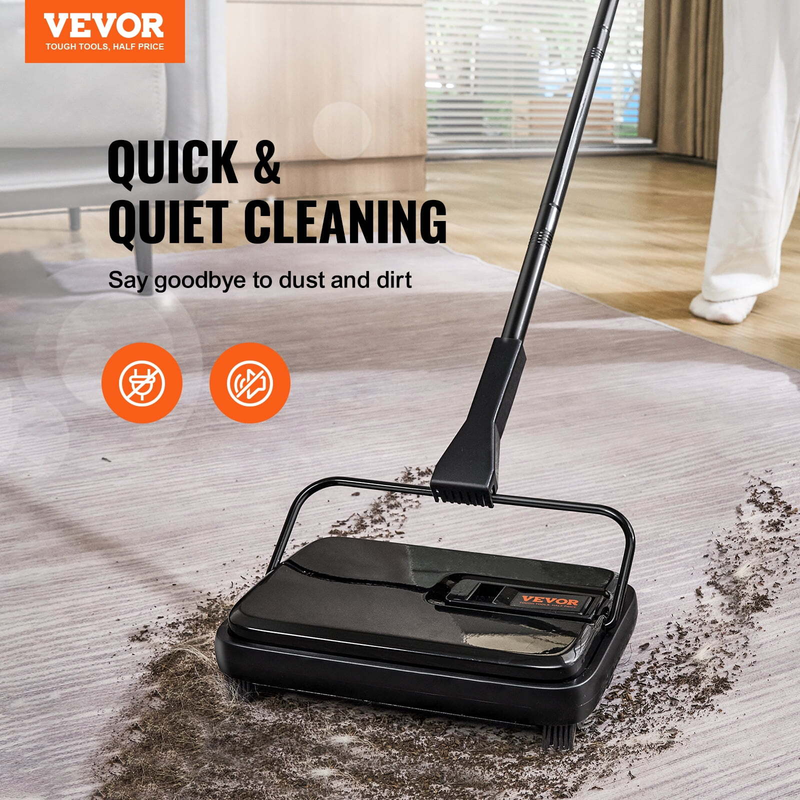 Carpet Sweeper Floor Sweeper Manual 7.87 in Sweeping Paths Non Electric