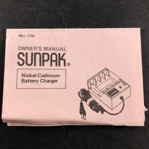 SUNPAK Owners Manual ONLY For Nickel-Cadmium Battery Charger 6...