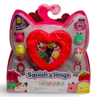 Squishmallows Squish-a-longs Series 2 Mini Figures Set Red Heart Case NEW 8pc