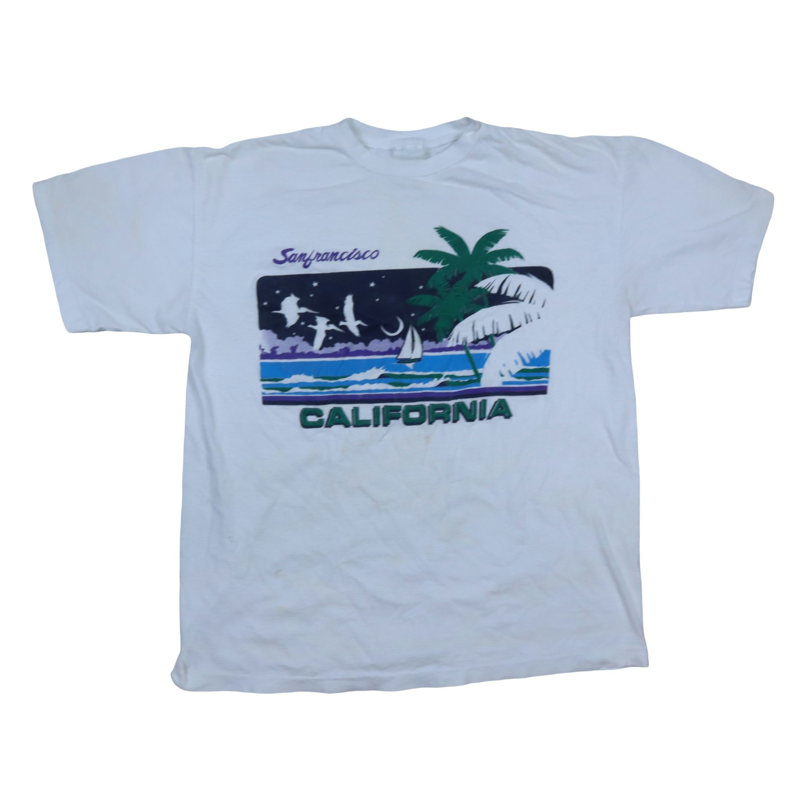 Vintage San Francisco California Palm Tree Beach Souvenir Shirt Men's Large