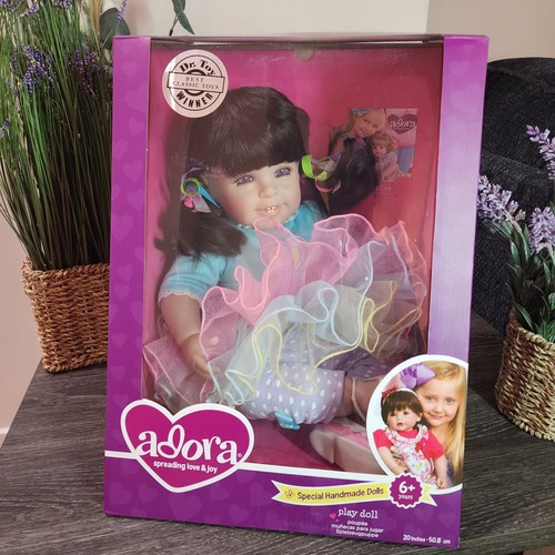 New Adora Toddler Time "Sugar Rush" Vinyl Baby Doll 20" Brown Hair Pink Eyes