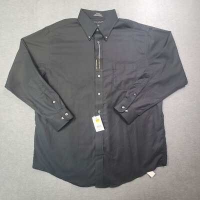 Croft & Barrow Shirt Mens 17.5 34/35 Black Oxford Button Down Pocket NWT